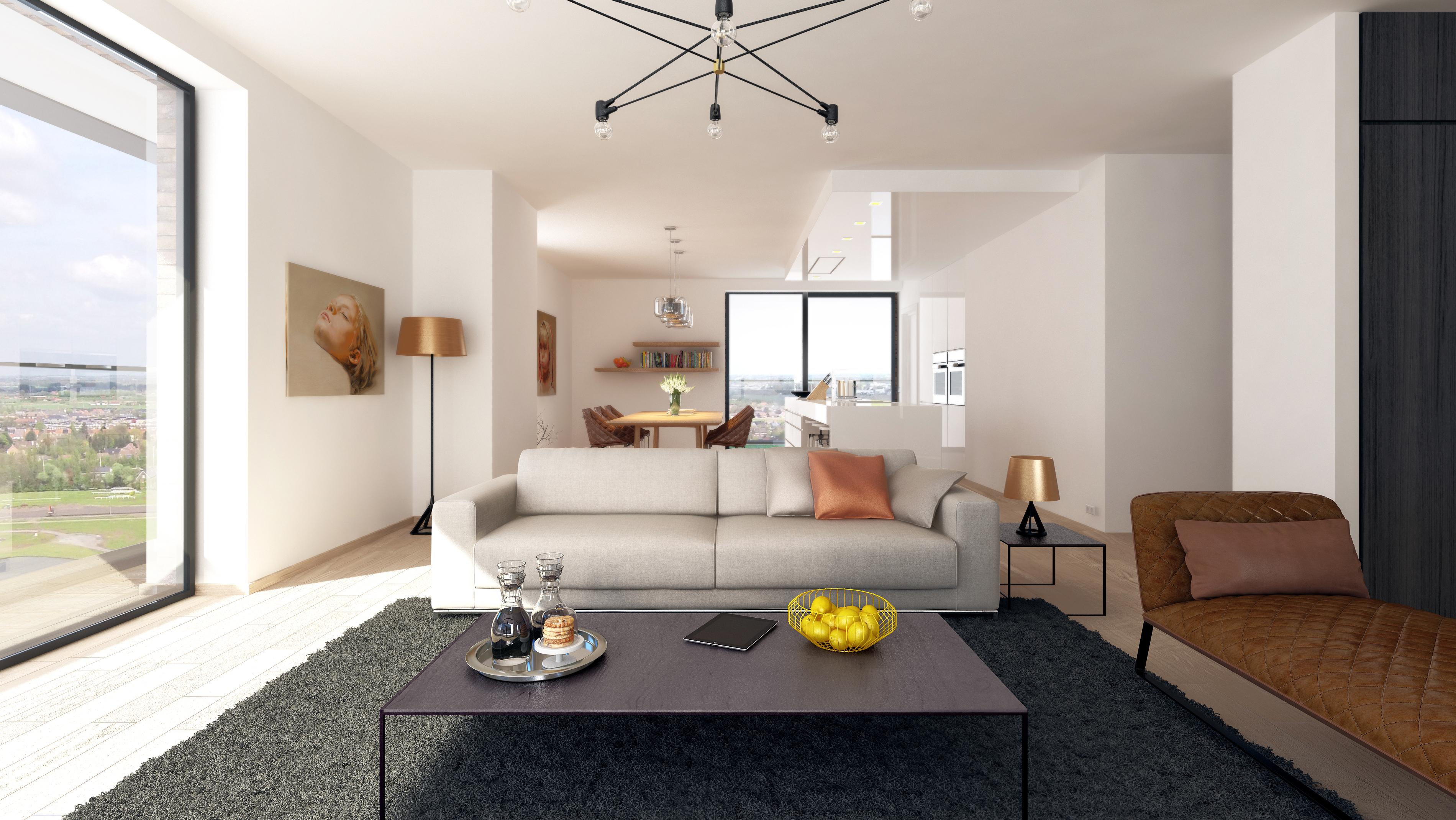 Interieur woonkamer met zetel in het midden \\\'t leeuwke